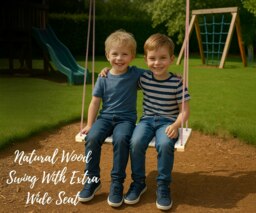NOVECRAFTO Wooden Swing Seat for Gardens – Durable Outdoor Hanging Swing for Kids & Adults – Strong Rope & Wooden Seat for Relaxation or Play