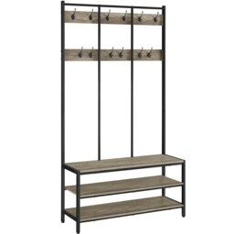 Yaheetech Industrial Hallway Rack with Bench & Shoe Storage Grey One Size