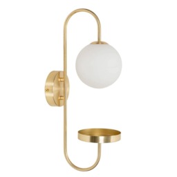 ValueLights Milo Frosted Glass Globe Shade Curved Gold Wall Light Gold