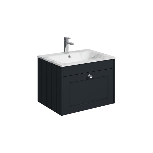 Balterley Wall Hung 1 Drawer Unit with Stone Basin 1 Tap Hole Grey 431 x 600 x 453mm
