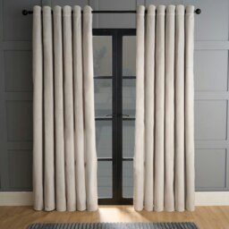 "OHS Matte Velvet Thermal Lined Eyelet Curtains, 66x90"" - Silver"