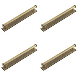4 PACK Antique Brass Cabinet Handle 224mm with Stepped Backplate for Stylish Interiors - Kitchen Drawer Pull Handle