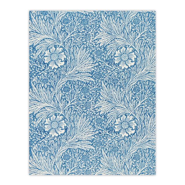 "Marigold Flower Blue Vintage Wall Art Print William Morris 18x24"""