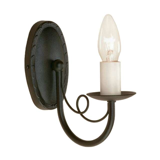 Minster 1 Light Indoor Candle Wall Light Black, E14