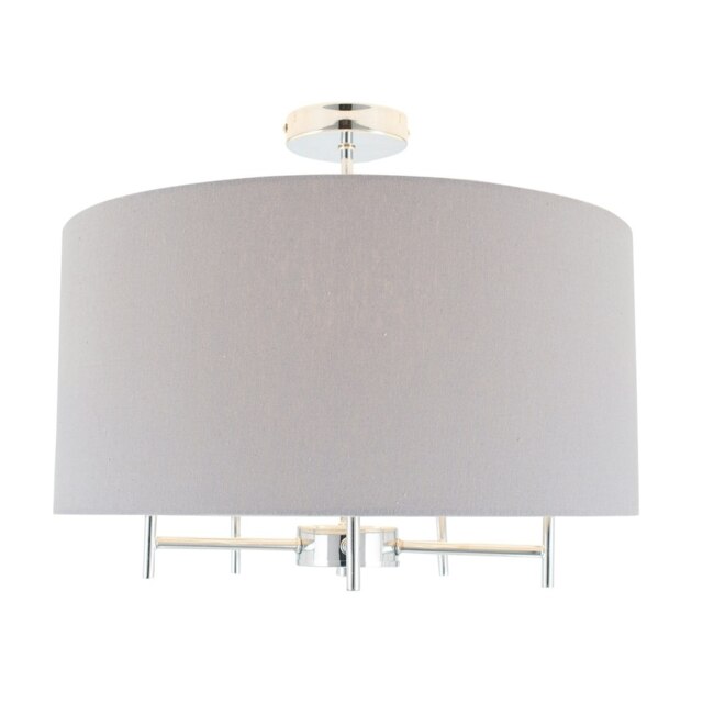 Large Linen Ceiling Pendant Light With Drum Lampshade