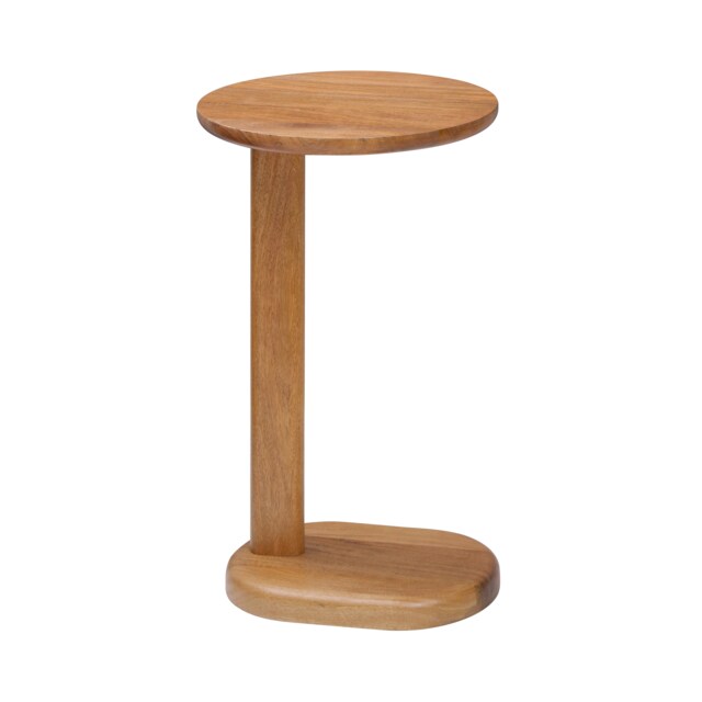 Nora C-Shaped Solid Mango Wood Sofa Side Table for Living Room