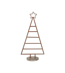 Christmas Tree with Star - Mild Steel/Mango Wood - L15 x W35 x H71 cm - Copper