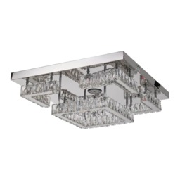 LED Ceiling Light Modern Luxury Crystal Rectangular Flush Mount Silver 55 cm