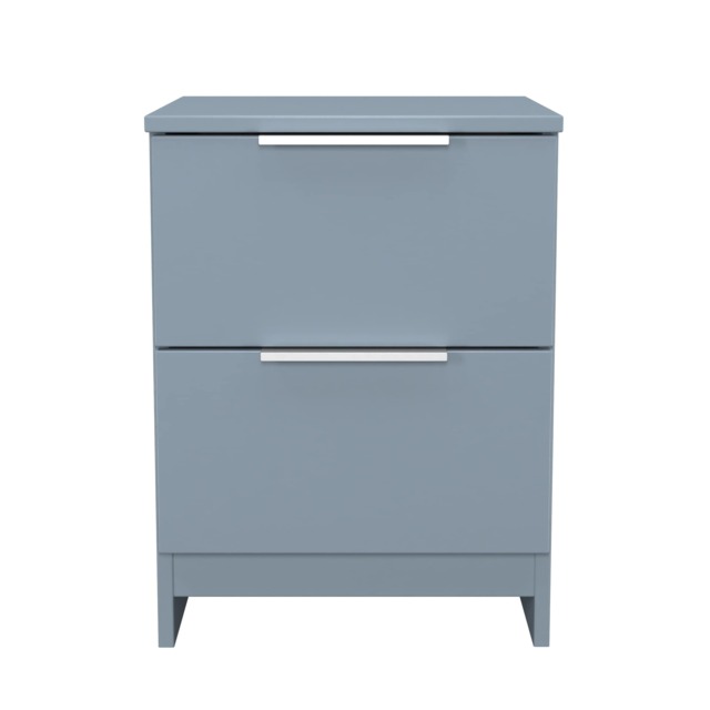 Dover 2 Drawer Compact Bedside Cabinet in Denim Blue (Ready Assembled) Blue Denim Blue