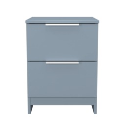 Dover 2 Drawer Compact Bedside Cabinet in Denim Blue (Ready Assembled) Blue Denim Blue