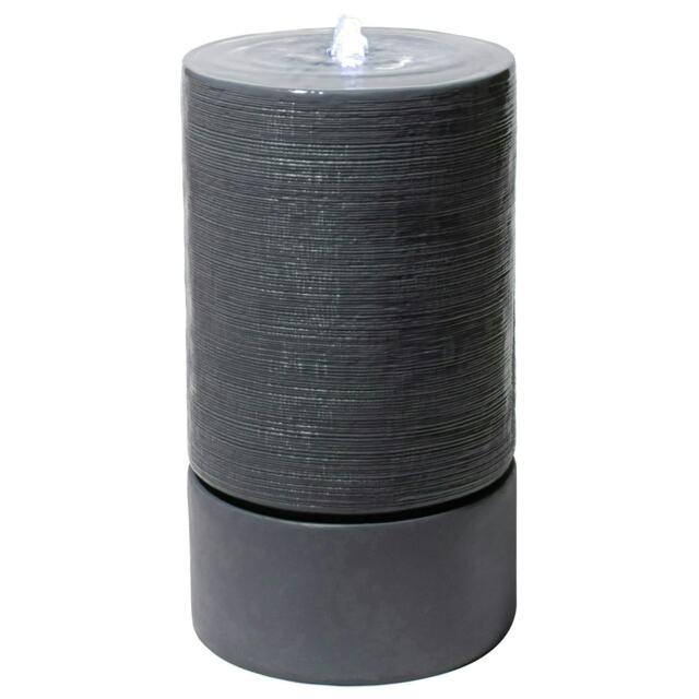 Primrose Siena Rippling Effect Column Water Feature Fountain with LEDs Grey 85cm