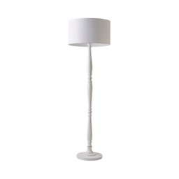 ValueLights Victoria White Wood Floor Lamp White Shade White White