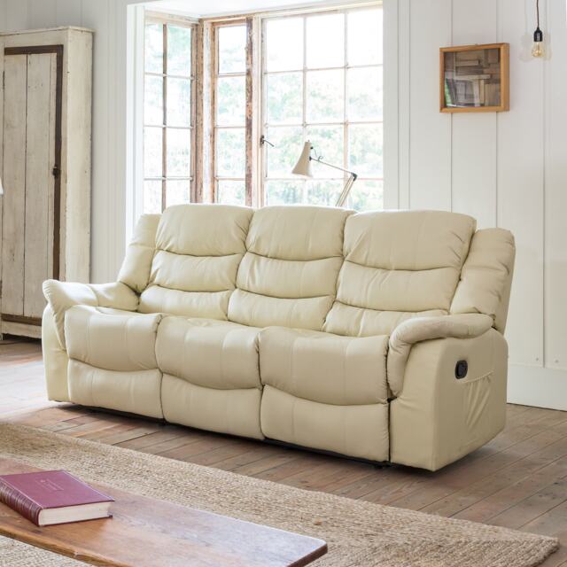 Almeira 3 Seat Recliner Sofa - Cream