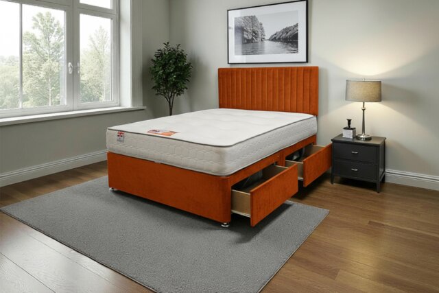 "Emily Plush Bed Set With Mattress, 2 Drawers Same Side & 24""Headboard"