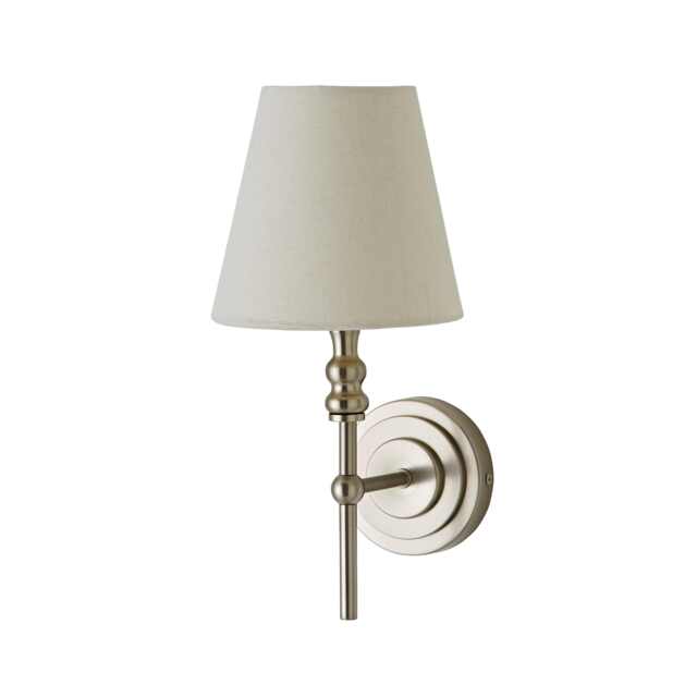ValueLights Maggie Linen Shade Chrome Candlestick Wall Light Chrome