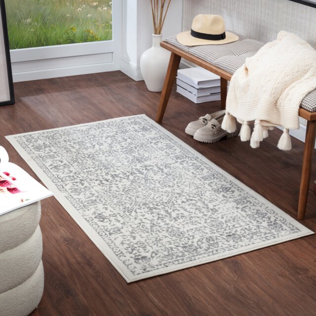 LIVABLISS Roma-Vintage Traditional Boho Rug 80 x 150 cm Off-White Grey Charcoal
