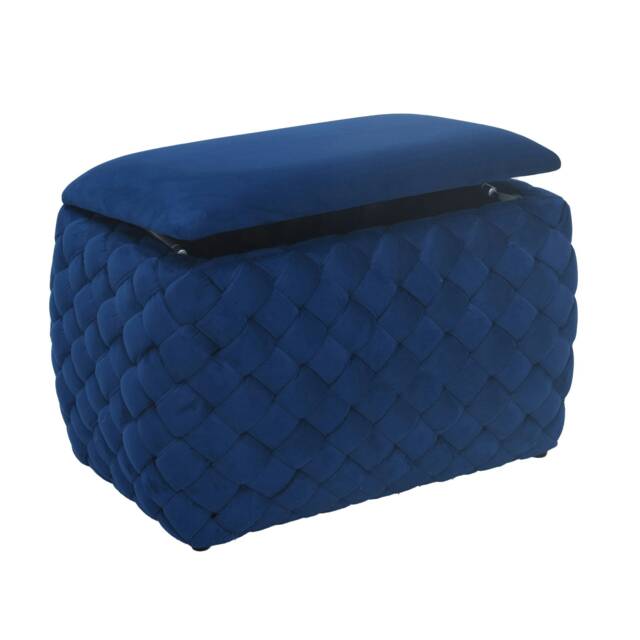 Plumeo Velvet Storage Ottoman - Dark Blue
