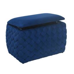 Plumeo Velvet Storage Ottoman - Dark Blue