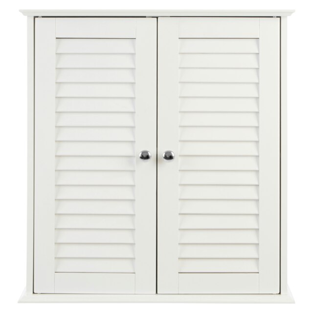 Interiors By Premier White Wood 2 Door Wall Cabinet, Decorative Wall Cabinet With Doors & Shelves, Kitchen Wall Storage Unit White