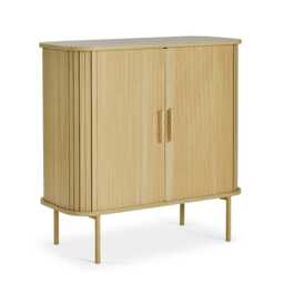 VonHaus Landos Sideboard with Sliding Doors and Tambour Finish Brown