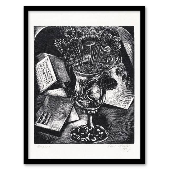 Paul Nash Framed Wall Art Print Flower Bouquet Black White Still Life Home Décor