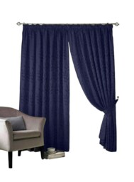 Tivoli Fully Lined Pencil Pleat Curtains - Navy - 229x229cm Blue