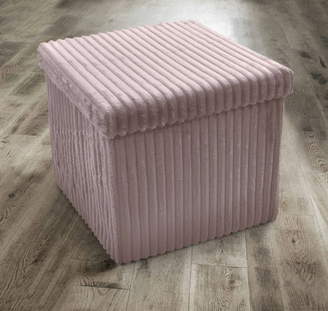 Home Republic Corduroy Storage Ottoman - 38cm X 38cm Foldable Pink