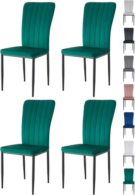 Set of 4 High back Dining Chairs Velvet FabricKitchen Dining Seating Elle By MCC