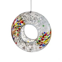 Sienna Glass Handcrafted Glass Hanging Bird Feeder (White)