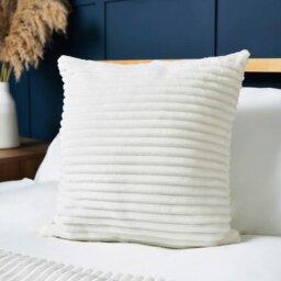 BHS Luxury Ribbon Velvet Cushion, Cream