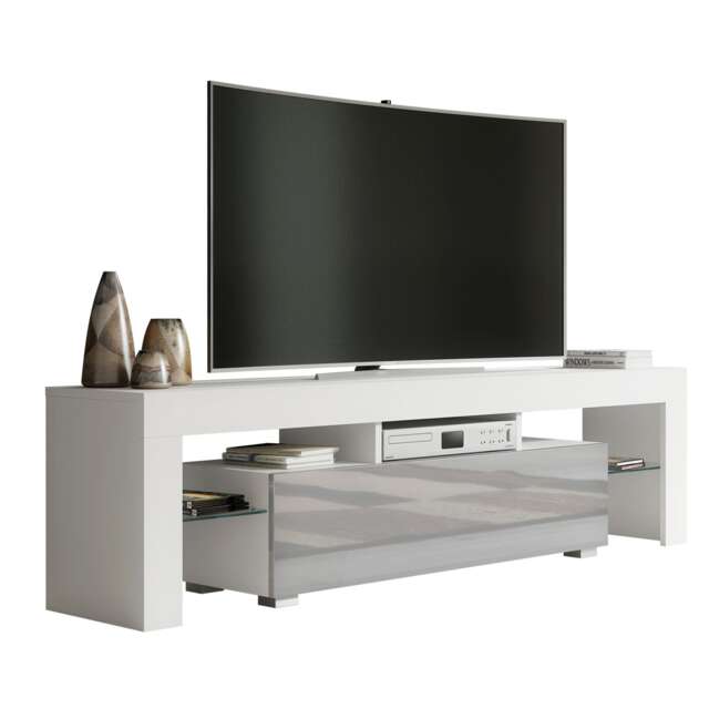 TV Unit TV Stand Cabinet White Grey Gloss Sideboard Media Console Storage 160cm