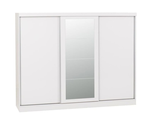 Nevada 3 Door Sliding Wardrobe - L62 x W242.5 x H194 cm - White Gloss White