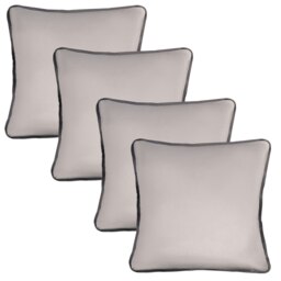 OHS 4 x Matte Velvet Piped Edge Cushion Covers, 45x45cm - Grey Grey 45x45cm 4