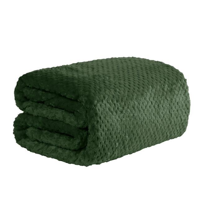OHS Luxury Mink Waffle Blanket, 150x200cm - Forest Green