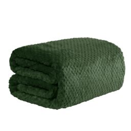 OHS Luxury Mink Waffle Blanket, 150x200cm - Forest Green