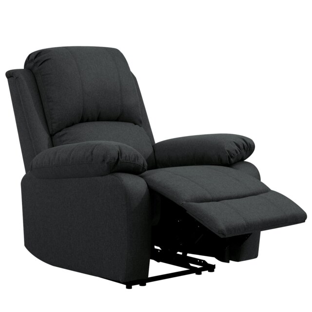 Fabric Reclining Arm Chair In Dark Grey