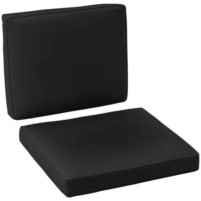 Outsunny 2 Pieces Seat Cushion and Back Pad Set for Rattan Furniture Black Black Black 2