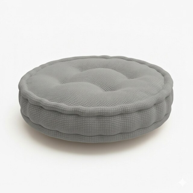 Teddy Fabric Round Booster Cushion Soft Seat Riser Pad for Dining Chair Grey