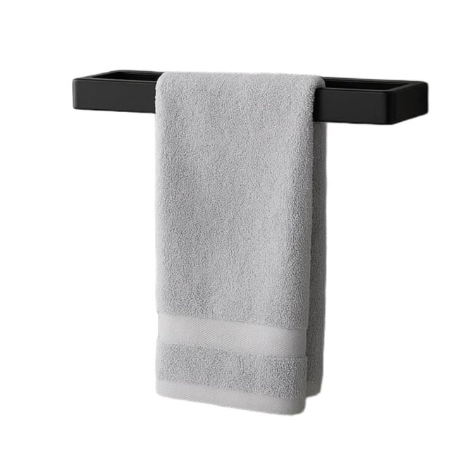 House of Home Wall Mounted Black Towel Holder 30cm Rectangle Rail
