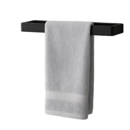 House of Home Wall Mounted Black Towel Holder 30cm Rectangle Rail