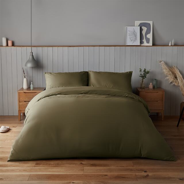 Silentnight Supersoft Duvet Set and Fitted Sheet, Olive