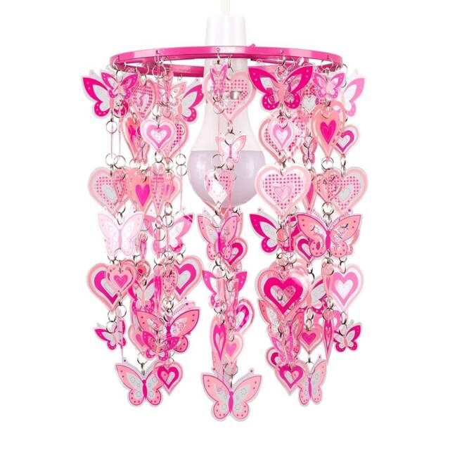 ValueLights Kids Shades Pink Tiered Ceiling Pendant Droplets Shade