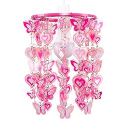 ValueLights Kids Shades Pink Tiered Ceiling Pendant Droplets Shade