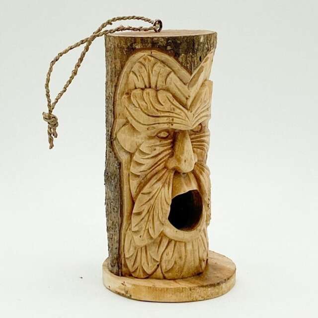 Hand Carved Birdhouse - L15 x W15 x H30 cm Brown One Size