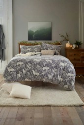 Woodland Folk Animal Duvet Cover Set – Soft Fleece with Cosy Sherpa Reverse Grey King