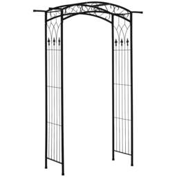 Outsunny 211cm Height Metal Garden Arch Arbor for Wedding Decor Black Matte Black 130 x 46 x 211 cm