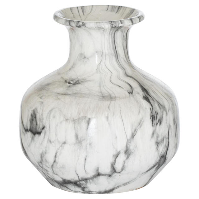 Hill Interiors Marble Squat Vase White White/Grey 26cm x 24cm x 24cm 1