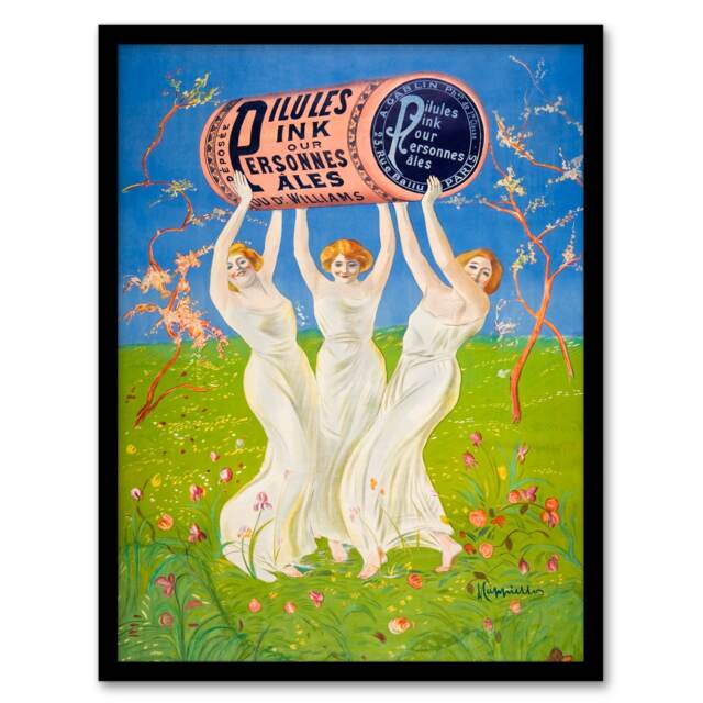 Leonetto Cappiello Framed Wall Art Pink Pills for Pale People Vintage Advert