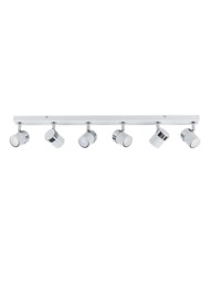 ValueLights Rosie 6 Way Gloss White Chrome Straight Bar Ceiling Spotlight Fitting