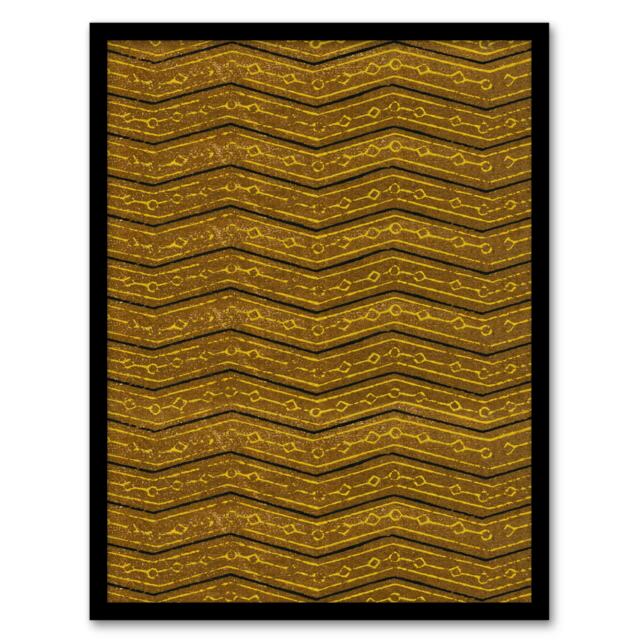 "Zigzag Geometric Textile Pattern Japanese Framed Wall Art Print Korin 12x16"""